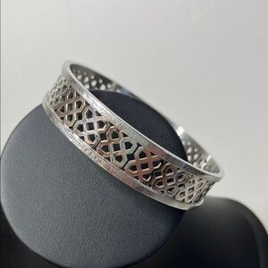 Dyrberg Kern RINAH II Bangle, Denmark. Silver tone Filigree Bracelet. Intricate